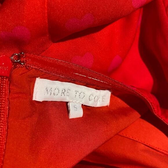NWT More To Come Marcine Strapless Dress Red mini ruffle heart print Revolve S - Picture 9 of 10